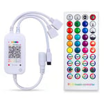 DC5-24V Bluetooth LED-kontroller + 40 knappars fjärrkontroll APP-kontroll och musiksynkronisering RGB IR RF för 5050 3528 RGB LED-ljus [DB] White