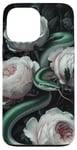 iPhone 13 Pro Max Green Snakes and White Roses Gothic Pattern Case