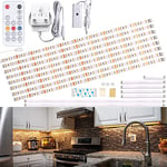 WOBANE Under Cabinet LED Lighting kit,8 * 50cm LED Strip Lights with Remote Control Dimmer and Adapter,Dimmable for Kitchen Cabinet,Counter,Shelf,TV Back,Showcase,2700K Warm White,1900lm,Timing,12V