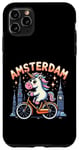 Coque pour iPhone 11 Pro Max Amsterdam Pays-Bas Licorne Vélo Fille Femme Rainbow