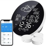 Treetalk - Station météo wlan sans fil avec 3 capteurs extérieurs Thermomètre hygromètre Station météo sans fil compatible avec Smart Life app,