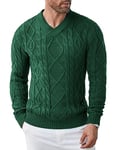 COOFANDY Pull Homme Col V Pull Tricoté Manches Longues Casual Hiver Chaud Pull Homme Vert Pull XL