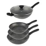 Salter Frying Pan Wok Set Non-Stick Induction Metal Utensil Safe Megastone