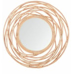 Beliani - Miroir Mural de Forme Ronde avec Cadre en Rotin Clair pour Chambre, Couloir et Salon Traditionnel et Moderne