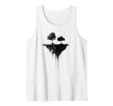 Surreal Floating Island Shirt - Dark Forest and Tree Art Tank Top