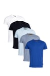 French Connection Mens Blue 5 Pack Crew Neck T-Shirts Cotton - Size 2XL