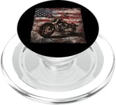 Vintage Motorcycle USA Flag Retro Biker American PopSockets PopGrip pour MagSafe