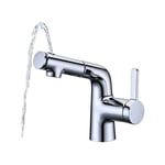 Detbom Robinet Salle de Bain avec Douchette Extractible Mitigeur de Lavabo avec 3 Jets Robinet Lavabo pour Vasque Mitigeur Salle de Bain Chrome pour