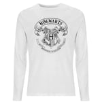 Harry Potter Hogwarts Crest Unisex Long Sleeve T-Shirt - White - XS - Blanc