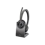 Poly - Voyager 4320 UC Wireless Headset + Charge Stand (Plantronics) - Headphones w/ Mic - Connect to PC/Mac via USB-A Bluetooth Adapter, Cell Phone via Bluetooth-Works w/ Teams (Certified), Zoom&More