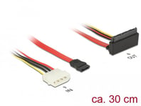 Delock Cable SATA 6 Gb/s 7 pin receptacle + Molex 4 pin power plug > SATA 22 pin receptacle upwards angled metal 30 cm