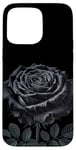 Coque pour iPhone 15 Pro Max Rose noire gothique pour fille - Pour la Saint-Valentin, Halloween