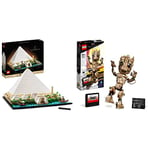 LEGO 21058 Architecture Great Pyramid of Giza Set, Home Décor Model Building Kit & 76217 Marvel I am Groot Buildable Toy, Guardians of the Galaxy 2 Set, Collectable Baby Groot Model Figure