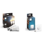 Philips Hue White Ambiance Smart Light Bulb Twin Pack LED [E27] with Bluetooth - 1100 Lumen + Hue Smart Button. Works with Alexa, Google Assistant and Apple Homekit.