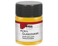 KREUL 79504 - Peinture acrylique brillante, 50 ml verre jaune foncé, peinture acrylique brillante et lisse pour peindre et bricoler, à base d'eau, résistante à la salive, séchage rapide et opaque