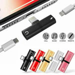 Dual 2in1 Adapter For Iphone X 7 8 Lightning Headphone Audio Charger Splitter