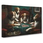 Dogs Playing Poker By Cassius Marcellus Coolidge Classic Painting Canvas Wall Art Print Ready to Hang, Framed Picture for Living Room Bedroom Home Office Décor, 20x14 Inch (50x35 cm)