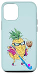 Coque pour iPhone 13 Pro Hockey, ananas, fête hawaïenne, hockey de campagne