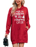 Migcaput Robe Sweat De Noel Femme Sweat Long à Capuche Hiver Sweat à Capuche Long Robe Pull avec Poche Robes Impression NoëL Pull Over Casual Robe Sweat