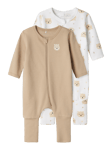 Name It 2-pk Oxford Teddy pysjamas med glidelås - oxford tan