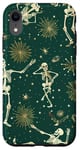 Coque pour iPhone XR Vert Art Déco Squelettes Tropical Dancing Night Sky