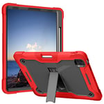 Coque pour iPad Pro 12.9 5th/4th/3ème génération, iPad Pro 12.9, 3 Couches, résistante aux Chocs avec Support intégré pour iPad Pro 2021/2020/2018, Rouge