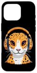 iPhone 16 Pro Leopard Gecko with Headphones Music Funny Case