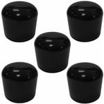 5x embout de tube enveloppant rond 21mm noir plastique chaise meuble cache bouchon capuchon - Black