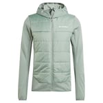 adidas Men's Terrex Multi Hybrid Insulated Hooded Jacket, Silver Green, L