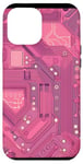 Coque pour iPhone 12 Pro Max Motif carte mère circuit rayé Art déco rose