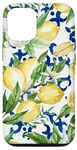 Coque pour iPhone 12/12 Pro Amalfi Citron Blossom Aquarelle Citron Citron & Blue Tile Pattern