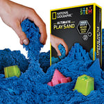 National Geographic Ultimate Blue Kinetic Sand for Kids - Satisfying Kids Sand Toys with 6 Awesome Moulds and Tray | STEM Colourful Sand for Children | Creative Toys for Girls and Boys | 900g