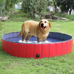 Foldable Dog Bath Swimming Pool Collapsible Pet Bathing Pool Bath Tub Swimming Pool for Small, Medium and Large Dogs, and Cats and Kids,Red,80x20CM