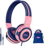 Casque Enfant,Casques Audio pour Adolescents,Casques Filaires avec Volume Limiter,Pliables et Réglables pour l'Ecole,Le Voyage,Compatibles avec Les Téléphones Portables,Tablettes,PC(Q1664)