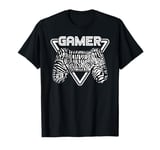 Zebra Print Gamer Video Game Controller Boys Girls Kids T-Shirt