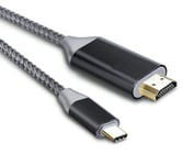 Cable Usb C Vers Hdmi De 1,8M,Adaptateur De Type C Vers Hdmi 4K Thunderbolt 3 Vers Hdmi Compatible Avecmacbook Pro,Macbook Air,Ipad Pro,Samsung S20/Note10/S10,Huaweimate 30/20/P30/20(Noir)