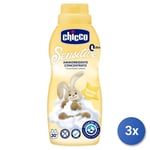 3x Chicco Adoucissant 750 Ml. Bébé 0+ Concentré Tender Mignonne Carezza