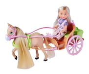 Steffi Love - Evi Love Calèche - Mini Poupée 12cm - Cavalière - 1 Figurine Cheval et 6 Accessoires Inclus - 105733649, Beige