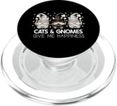 Cats & Gnomes Give Me Happiness Nain de jardin de chat PopSockets PopGrip pour MagSafe