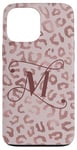 Coque pour iPhone 13 Pro Max Letter M Initial Leopard Rose Pink Cheetah Monogram