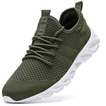 Homme Running Sport Chaussure Detente Fitness Sneakers Mesh Gym Outdoor Trail Elastique Tennis Training Jogging Walking Baskets Athlétique Chosure Vert 39 EU