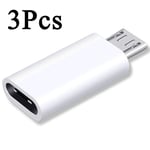 Adaptateur Usb Type-C Femelle Vers Micro Usb Mâle,Convertisseurs Pour Xiaomi,Samsung,Huawei,Charge De Téléphone,Connecteurs De Transfert De Données - Type 3pcs White