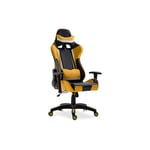 Chaise de bureau avec accoudoirs - Chaise de bureau à roulettes - Gamer - Guy Jaune