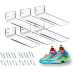 Lot de 6 étagères à chaussures flottantes en acrylique, étagère à chaussures transparente sur le mur, rangement mural pour collection de chaussures