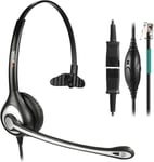 Casque téléphonique RJ9 avec Micro antibruit + déconnexion Rapide pour Polycom VVX400 VVX410 VVX411 Mitel 5312 5320e Avaya 1120 1408 ShoreTel IP480 NEC Plantronics (600QS2)