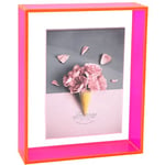 Mutellstory Cadre photo flottant en acrylique fluo de 12,7 x 17,8 cm - Cadre photo coloré moderne pour décoration de table, bureau - Rose fluo