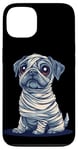 Coque pour iPhone 13 Chien mignon comme momie pour les amoureux des chiens et des momies