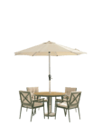 Bramblecrest RHS Wisley 4-Seater Round Garden Dining Table & Chairs Set with Parasol, Sage