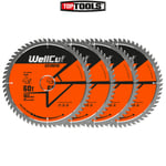 WellCut TCT Saw Blade 165mm x 60T x 20mm Bore for DSS611, DCS391 Pack of 4