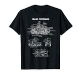 World War 2 American Tank M4A3 Sherman blueprint T-Shirt